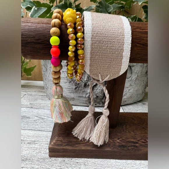 Bohemian Layered Bracelets Set - Embroidery Bracelet Cuff with Bead Bracelet Set - Picture 9 of 9